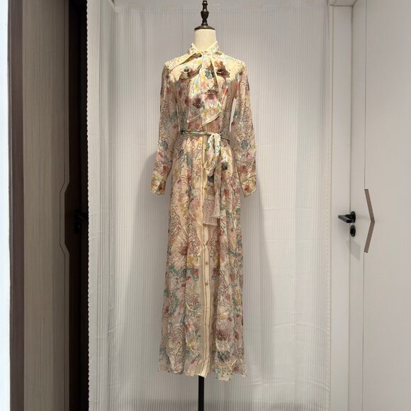 Zimmermann floral-print tie-neck maxi dress- Size 0/US4 - Picture 3 of 11